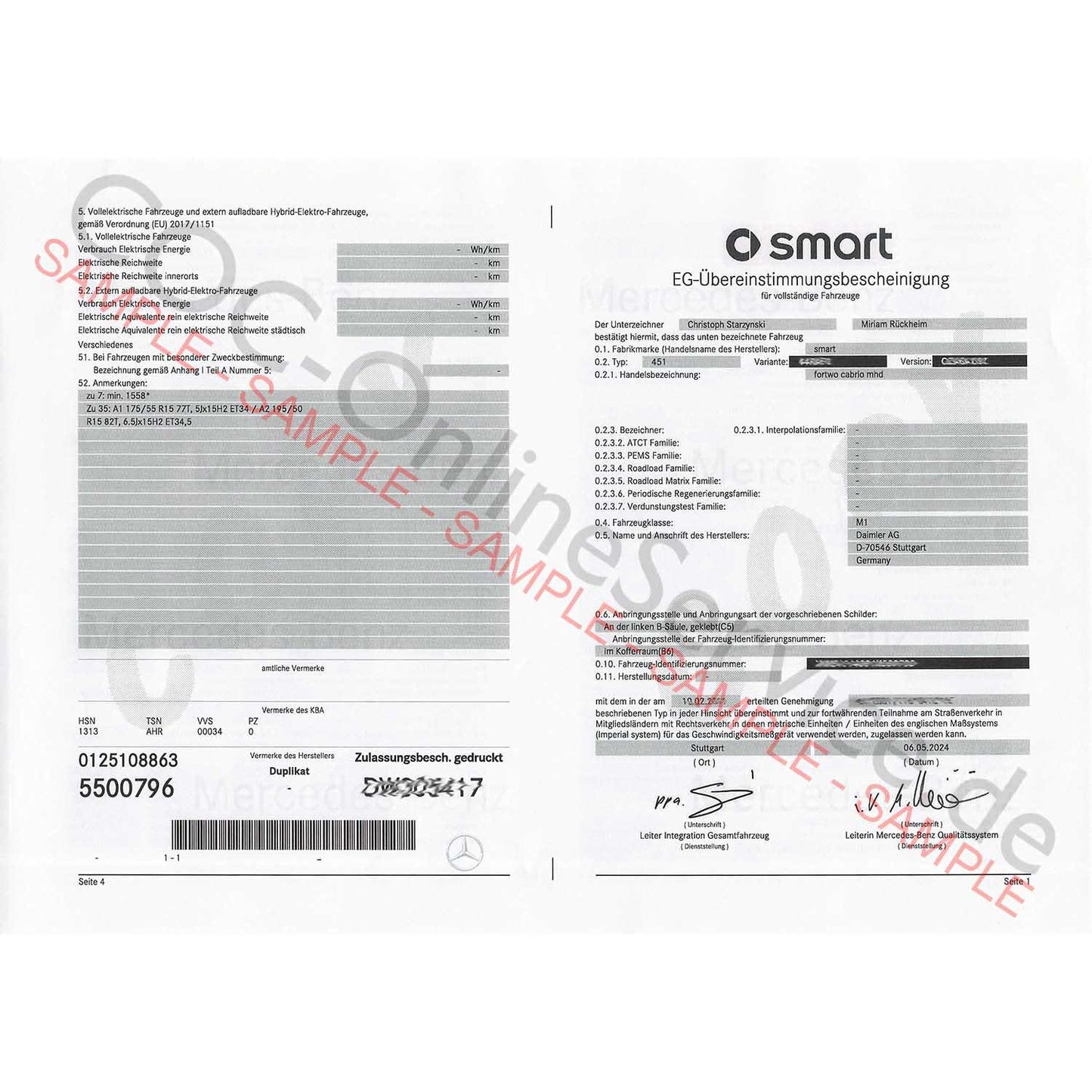 Documentos COC para Smart (Certificado de Conformidad)